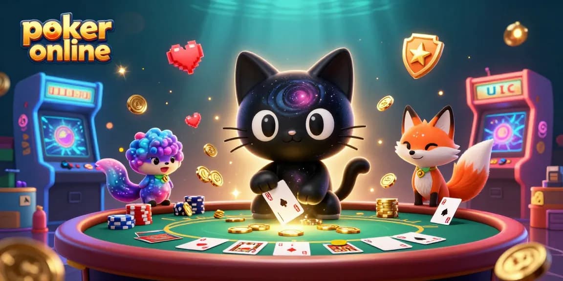 Jouez au poker en ligne avec des personnages colorés à une table de casino dynamique.