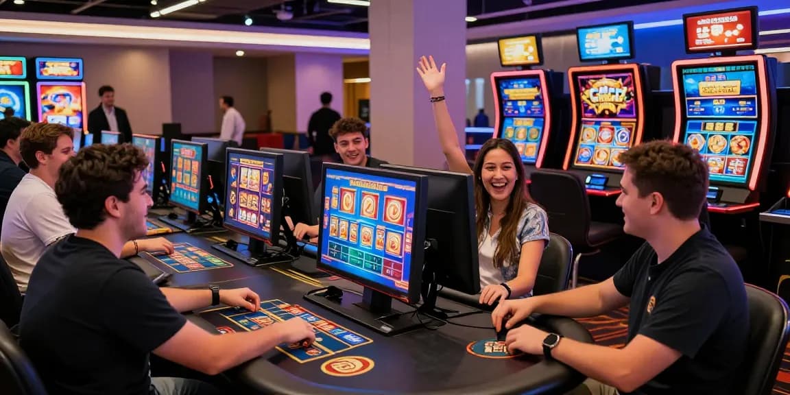 Players enjoying games at online casinos that accept credit card with vibrant atmosphere and dynamic lighting.