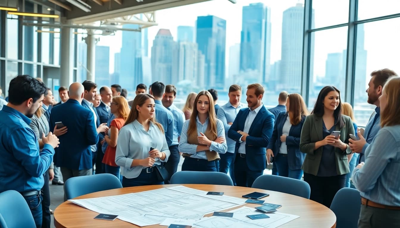 Engage in lively construction networking events with professionals sharing insights and ideas.