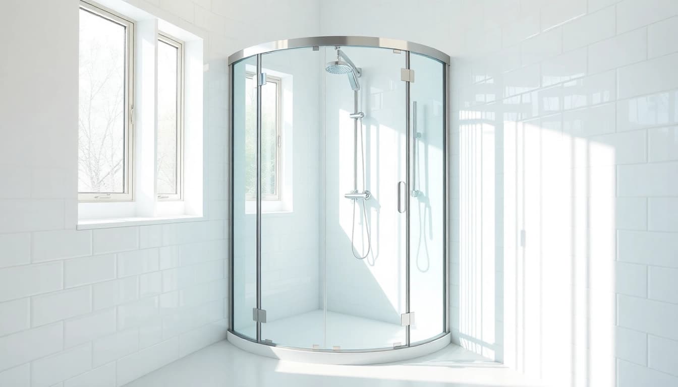 Erleben Sie die sonni Duschkabine in einem eleganten Badezimmer mit stylischem Design und hellen Farben.