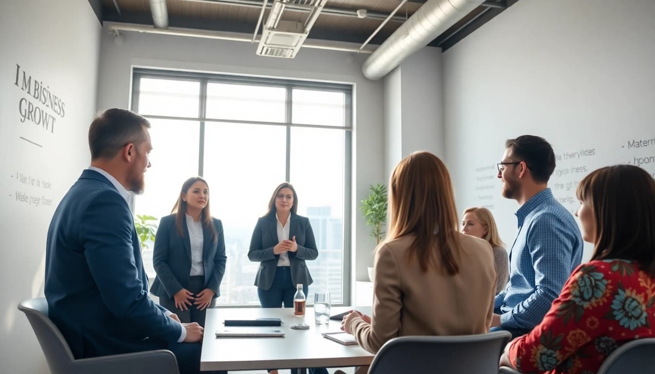 Engaging clients with a business coach near me in a collaborative office space.