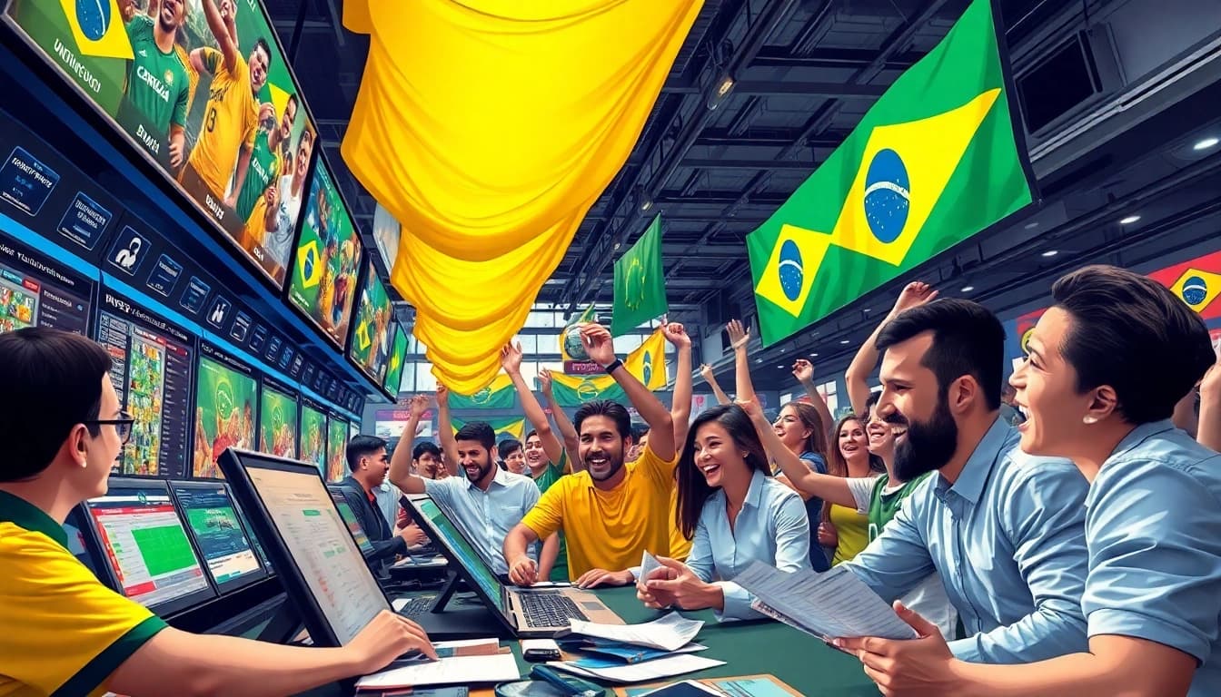 Engaging visual of the best sports betting sites in Brazil showcasing diverse platforms and enthusiastic bettors.