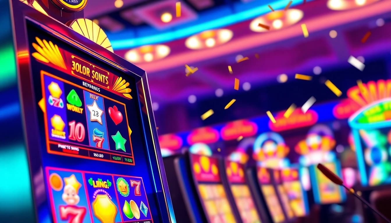 Permainan slot Istana777 Situs yang menarik dengan kombinasi warna cerah dan simbol kemenangan yang menggoda.