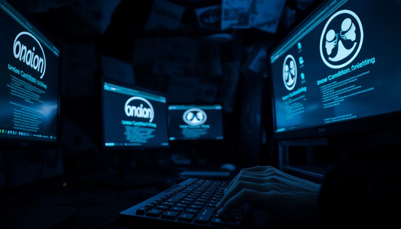 The hidden wiki showcased in a dimly lit, atmospheric setting reflecting the dark web's intrigue.