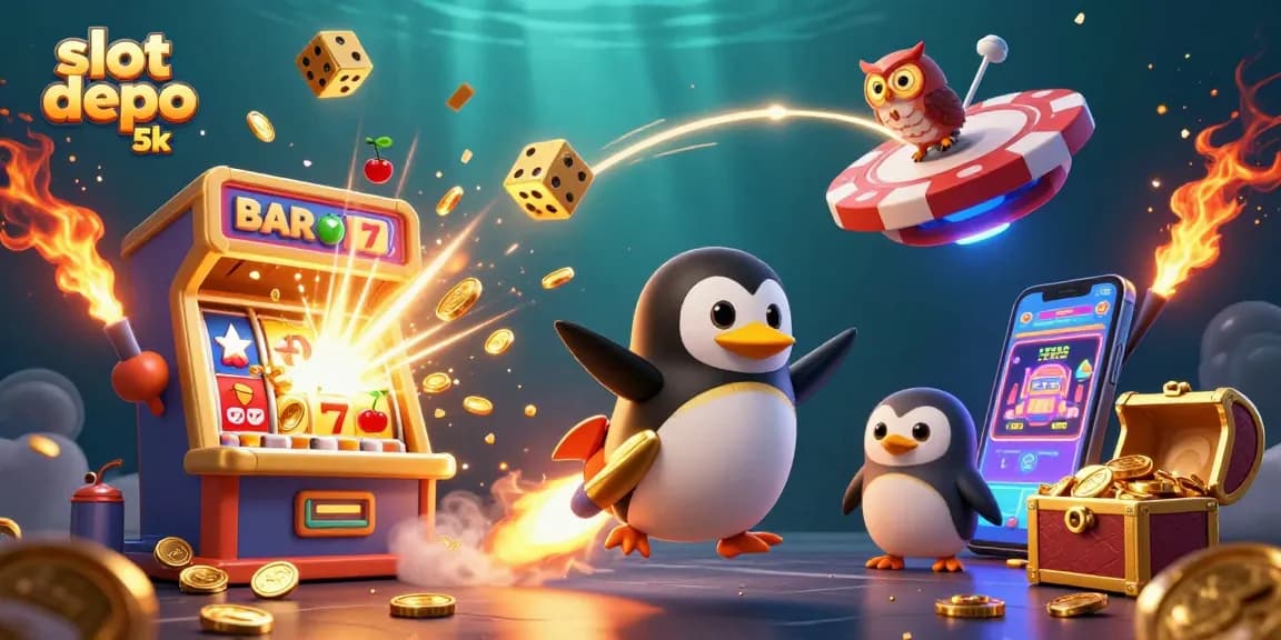 Experience winning action at slot depo 5k with dynamic gaming elements and festive casino ambiance.