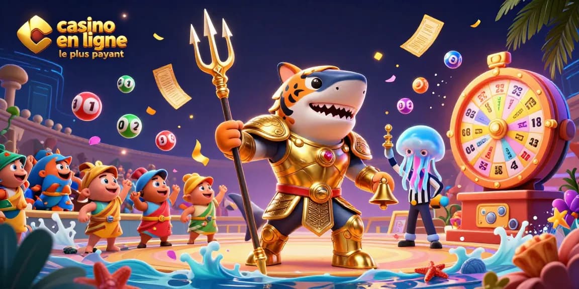 Lancez-vous dans l'univers du casino en ligne le plus payant avec cette illustration dynamique de jeux de loterie et de bingo.