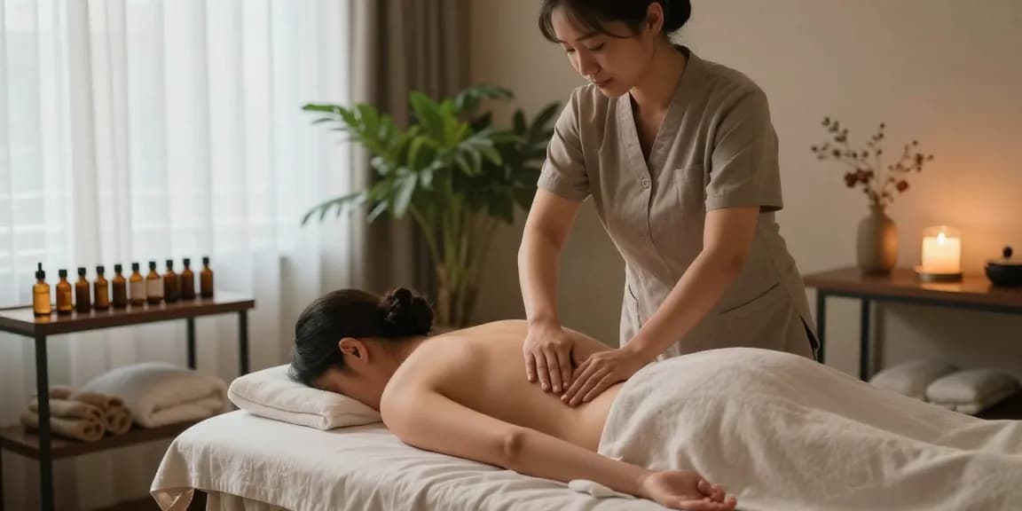 부산스웨디시와 아로마 오일로 편안한 마사지 받고 있는 모습