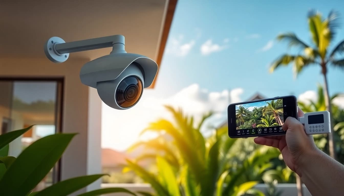 Cámaras de seguridad instaladas en una zona residencial de Guanacaste, Costa Rica, que muestran características de seguridad modernas.
