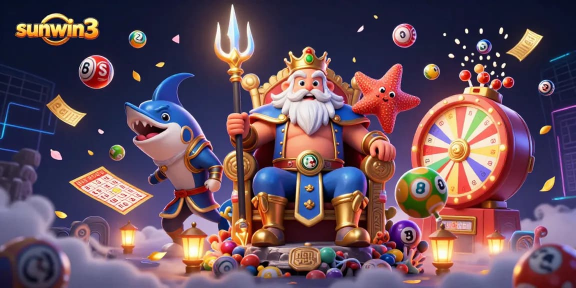 Engage in exciting gameplay at sunwin3 with Neptune and vibrant lottery elements in a festive casino atmosphere.