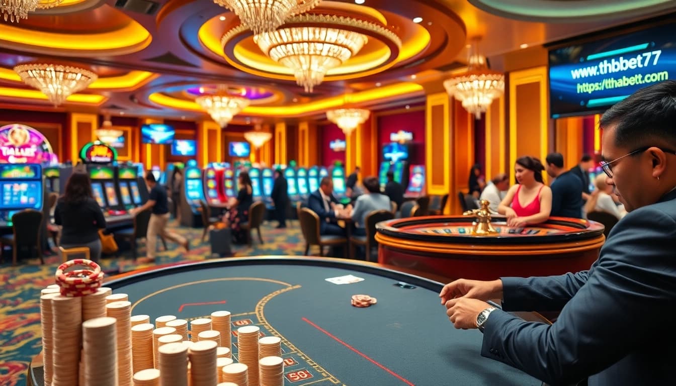 Engaging players at https://thabet77.sa.com/ enjoy a thrilling casino experience with vibrant slot machines.
