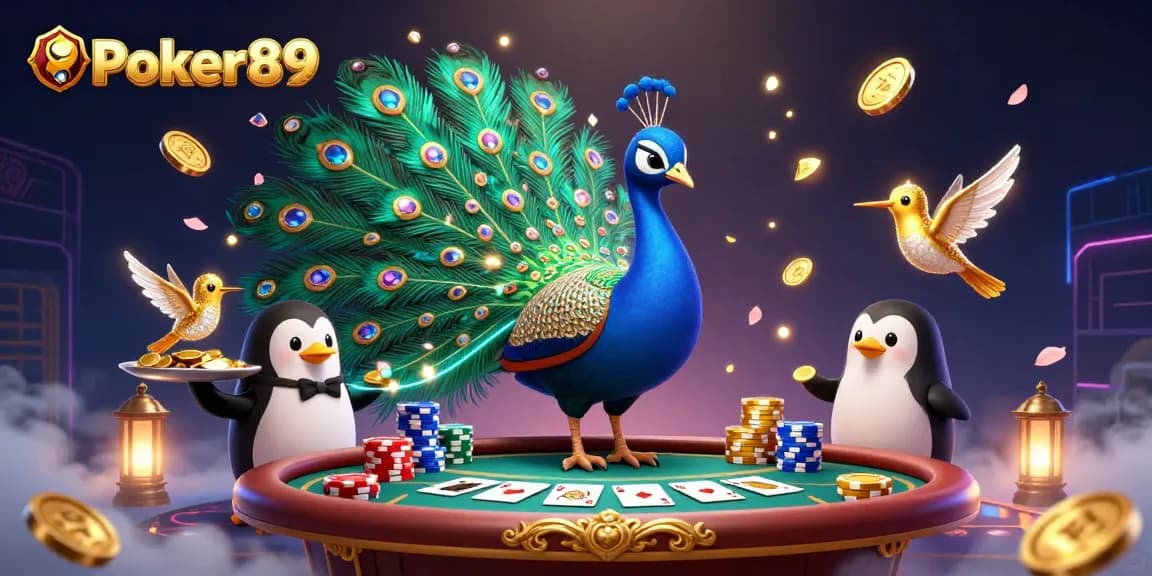 Experience thrilling poker action with Poker89, showcased by unique characters and dynamic game elements.
