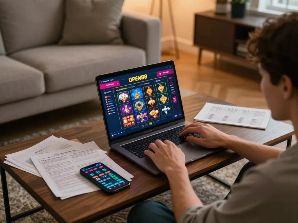 Engaging gaming session on open88 platform with vibrant casino interface and strategic notes