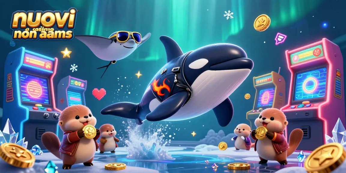 Gioca nei nuovi casino non AAMS con un'orca, una razza e un lontre che reggono monete dorate.