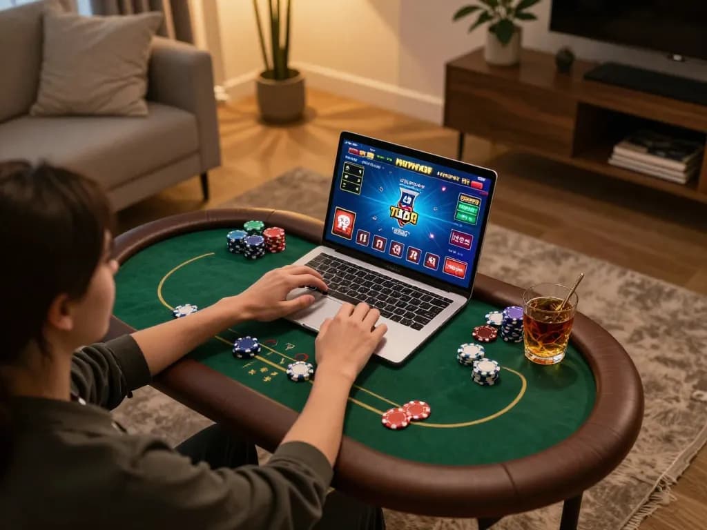 Engaging in online poker gaming on tg88, showcasing vibrant interface and cozy atmosphere.
