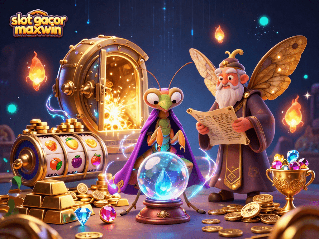 Experience thrilling wins with slot gacor maxwin in this vibrant 3D illustration.