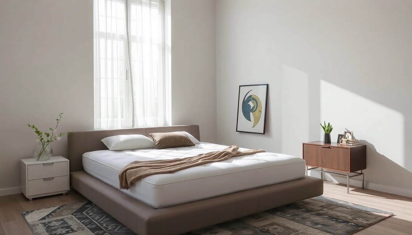 Materasso una piazza e mezza di alta qualità, mostra le sue caratteristiche mentre è esposto in una camera da letto accogliente.