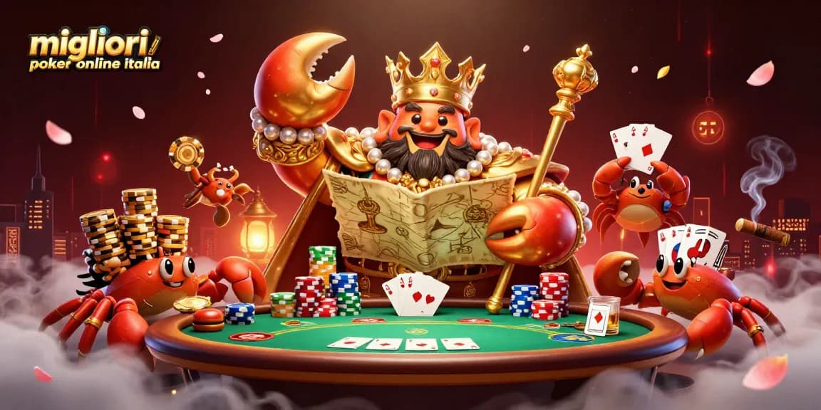 Gioca ai migliori siti poker online Italia con emozioni da campioni mentre i granchi distribuiscono chips d'oro