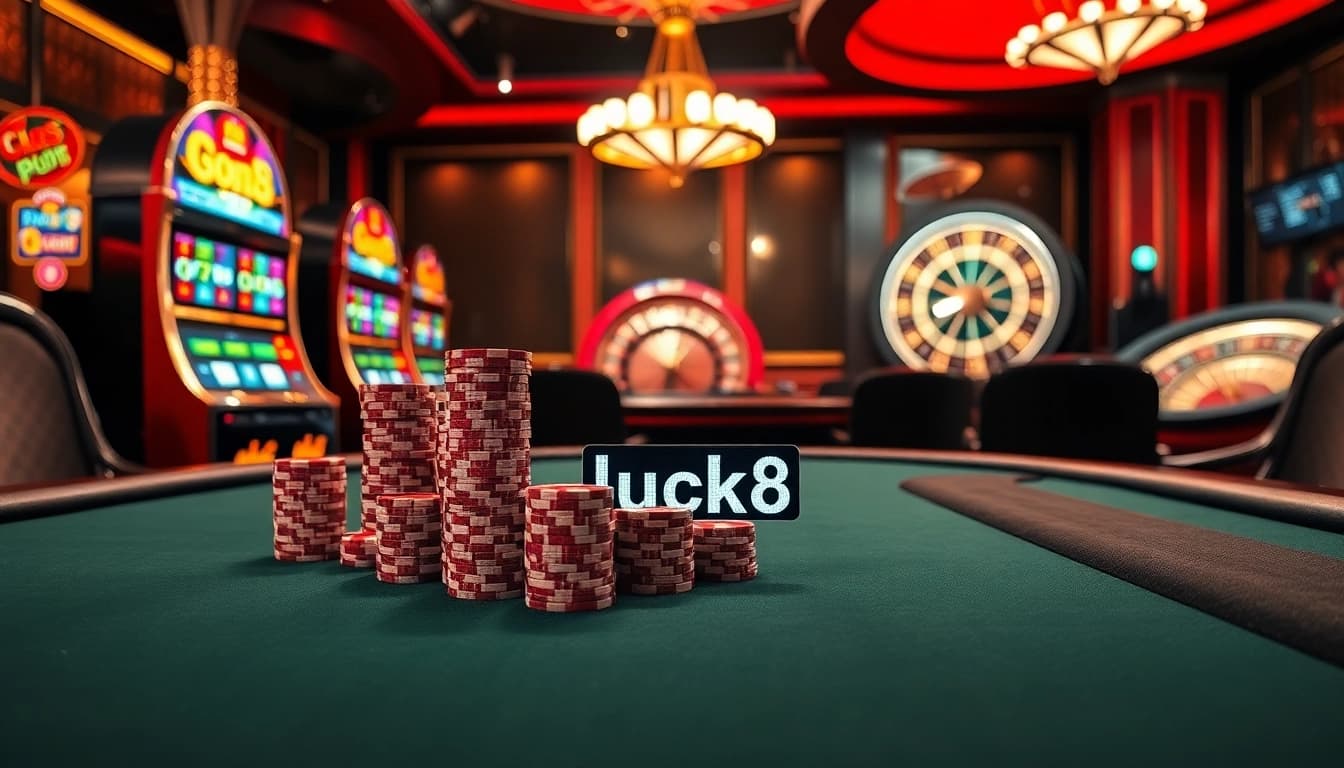 Win big at luck8 with vibrant casino tables and engaging slot machines.