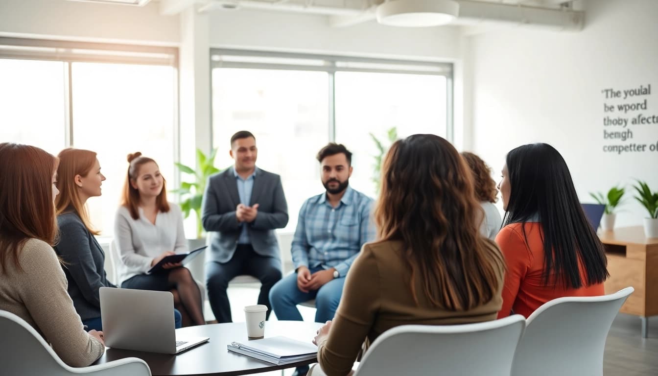 Empowering career coaching session helping individuals achieve career goals.