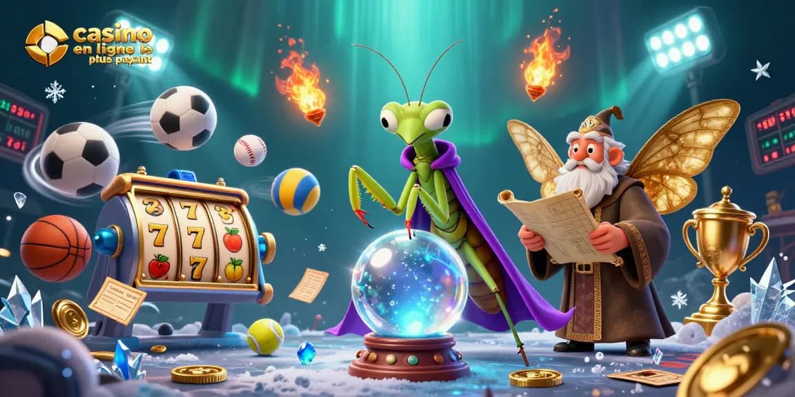 Illustration captivante montrant casino en ligne le plus payant avec le joueur découvrant des jackpots glissants, pleine d'éléments de jeu.