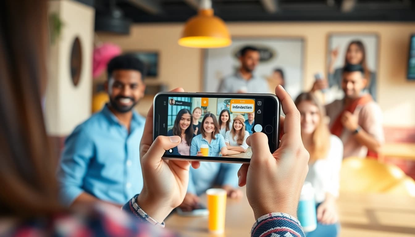 Capture how to monetize instagram stories link through engaging visual strategies in a vibrant café setting.