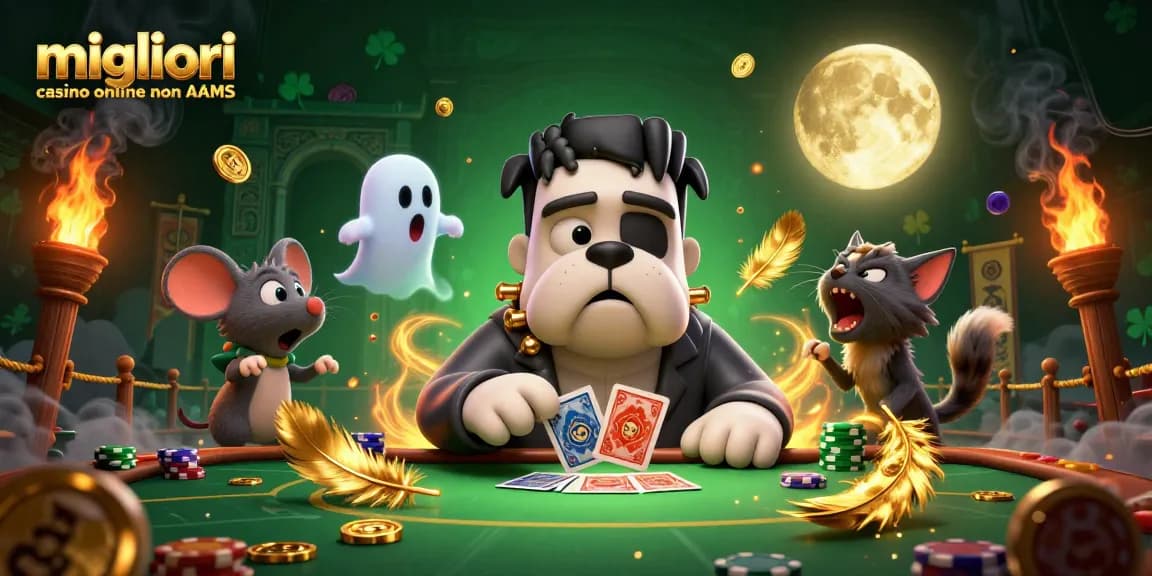 Migliori casino online non AAMS: Il gioco con un cane Frankenstein, un topo fantasma e un gatto lupo al tavolo di carte