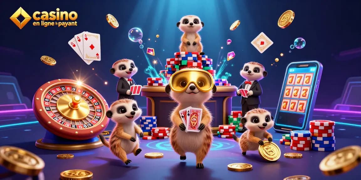 Les suricates gèrent un casino dynamique, mettant en avant casino en ligne le plus payant avec des jetons colorés.