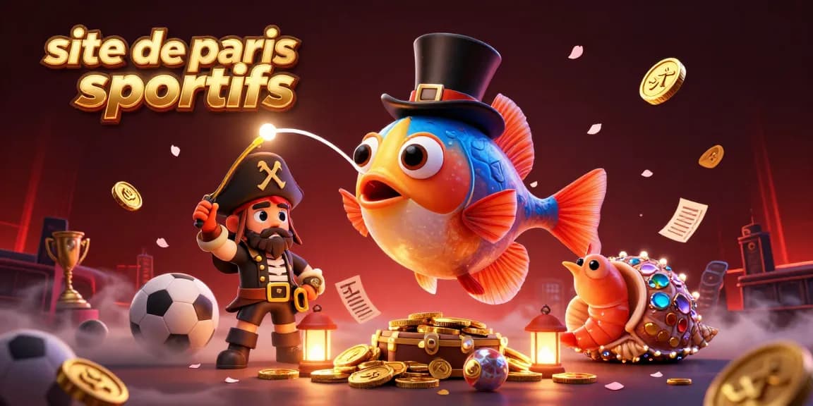 Plongez dans le site de paris sportifs avec une illustration 3D pleine de personnages animés et d'éléments de jeu captivants.