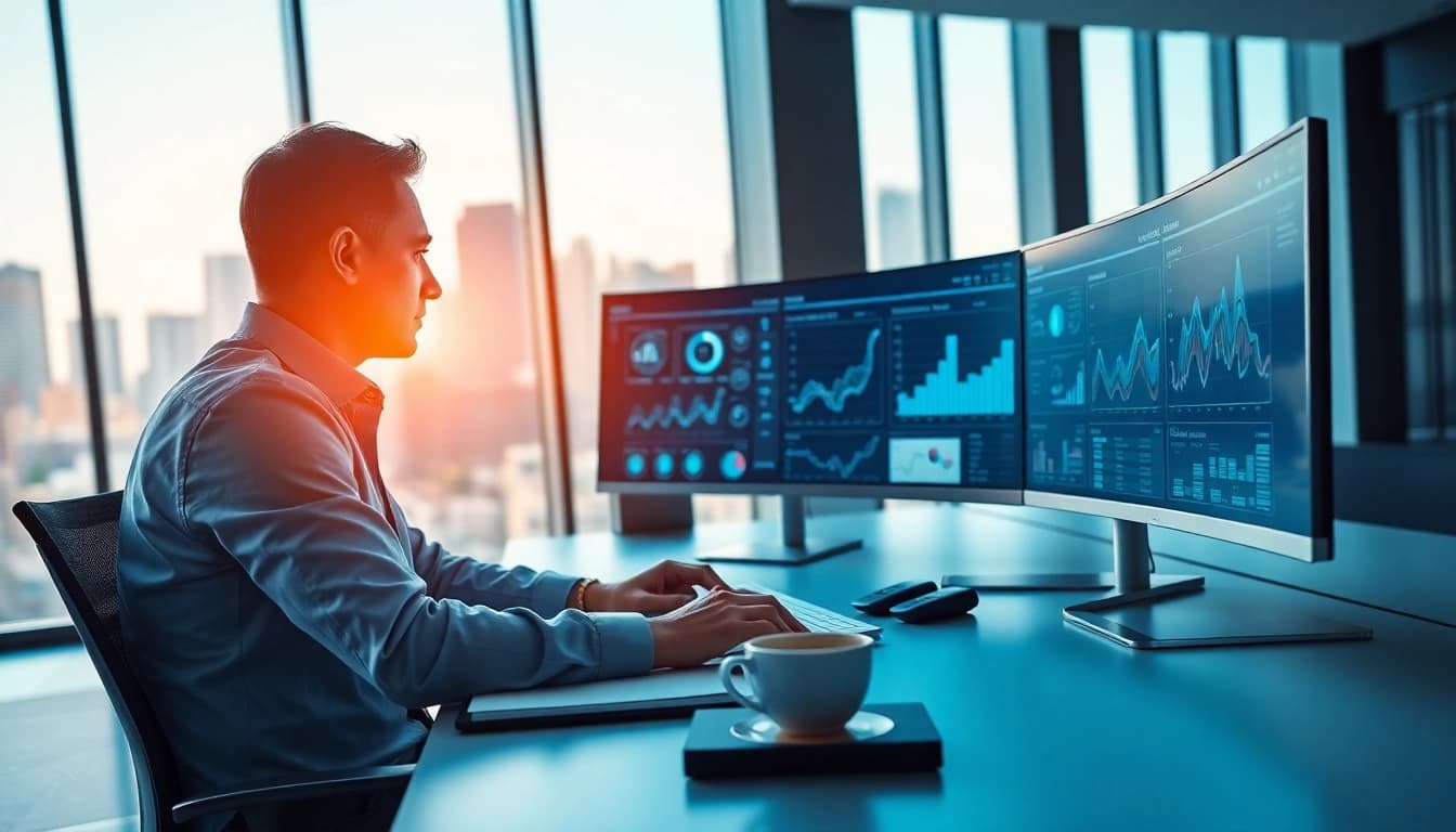 Engaging in competitive intelligence analysis in a modern office space