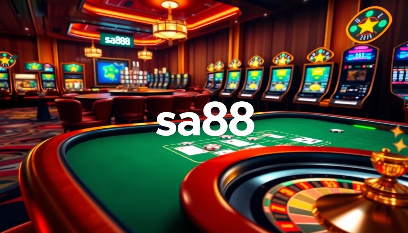 Engage in thrilling sa88 online casino gaming with poker tables and roulette wheels.