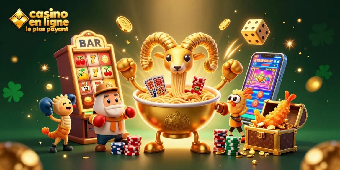 Gagnez au casino en ligne le plus payant avec un grand bol de ramen en action.