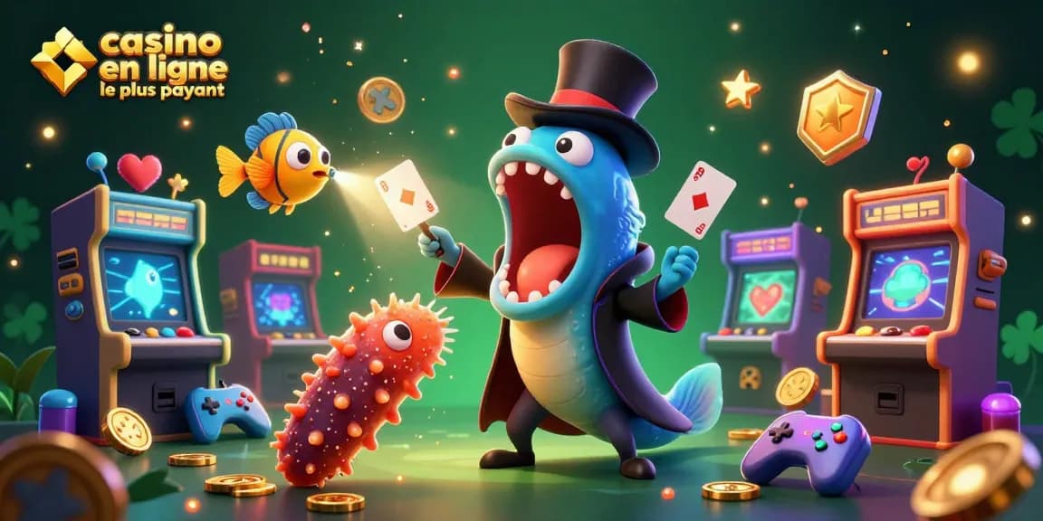 Visualisez une scène de casino en ligne le plus payant avec des créatures marines amusantes réalisant des tours de magie