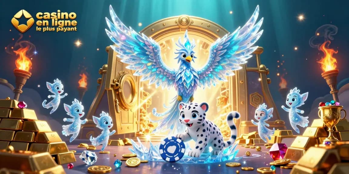 Illustration captivante d'un casino en ligne le plus payant avec phénomènes et joyaux scintillants.