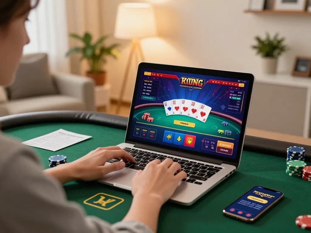 Engaged user playing vipwin poker online with strategic notes and vibrant interface.