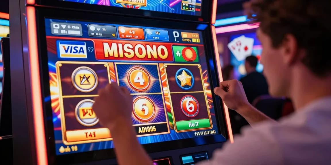 Excited player at an online casino celebrating a win with credit card deposit options displayed, highlighting digital gaming atmosphere