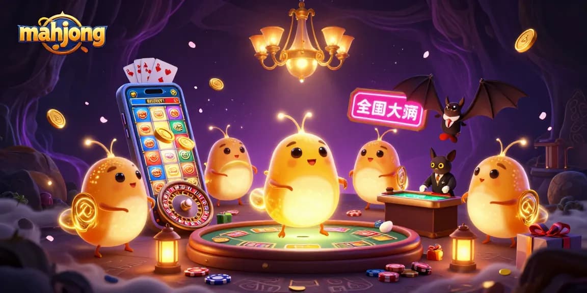 Engage in exciting mahjong gaming with vibrant visuals and glowing casino elements surrounding you.