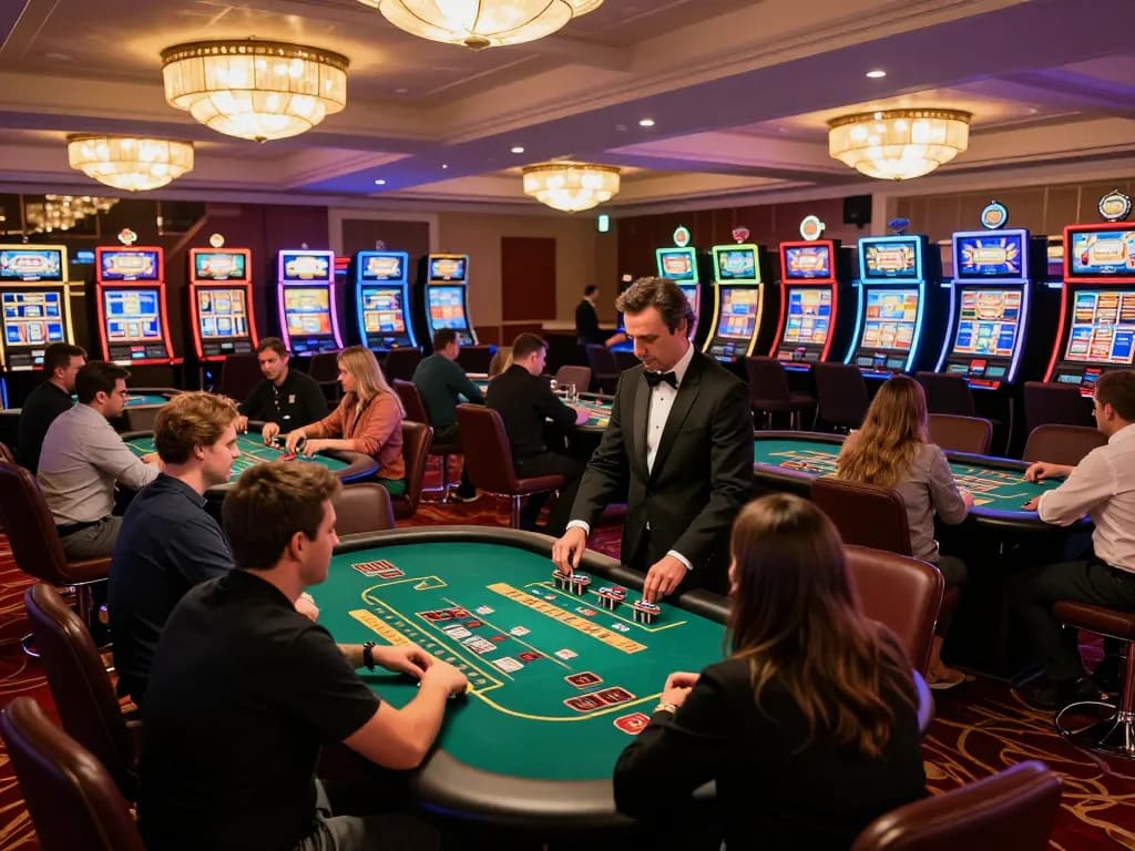 Players engage in thrilling blackjack at 92slot, showcasing live gaming action and vibrant casino atmosphere.