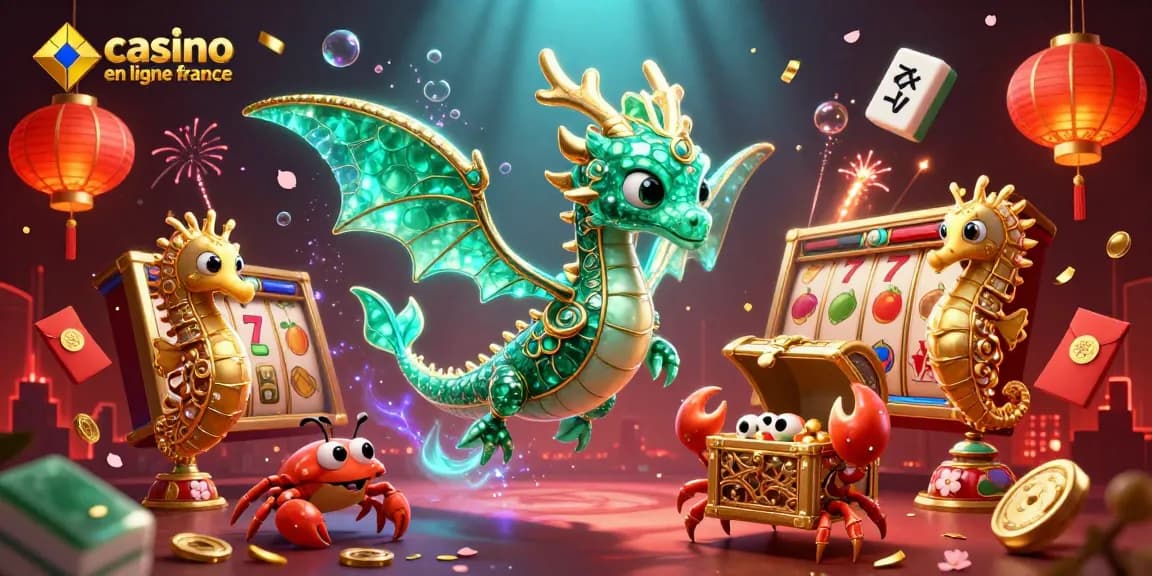 Jouez sur casino en ligne france avec une illustration 3D riche en jeux fascinants et éléments festifs.