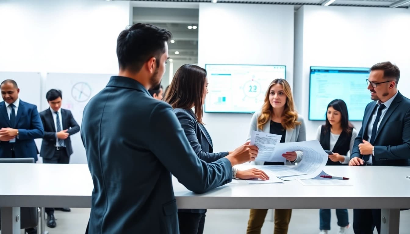 Enhancing Contract Management by professionals collaborating in a modern office environment.