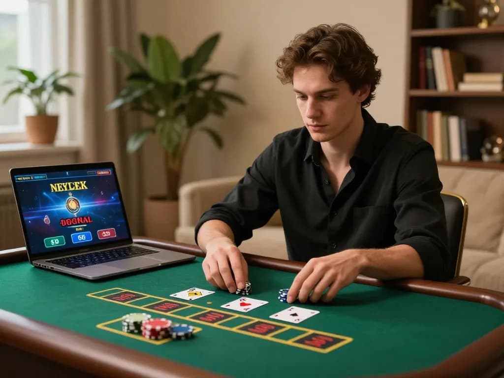 Engaged player using 678vip for strategic bet during live blackjack session.