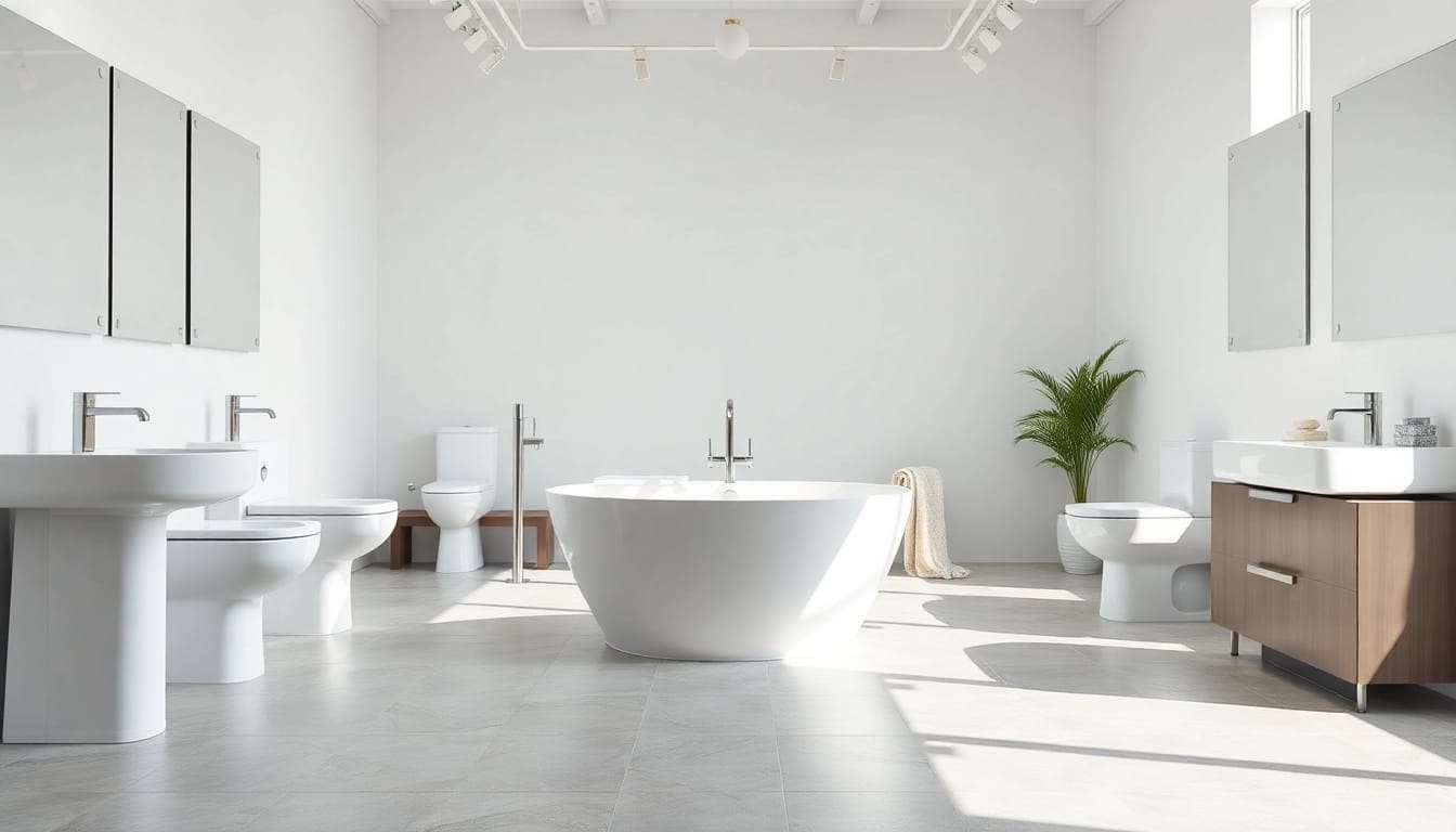 Entdecken Sie Produkte von sonni sanitär GmbH in einem modernen Badezimmer-Showroom.