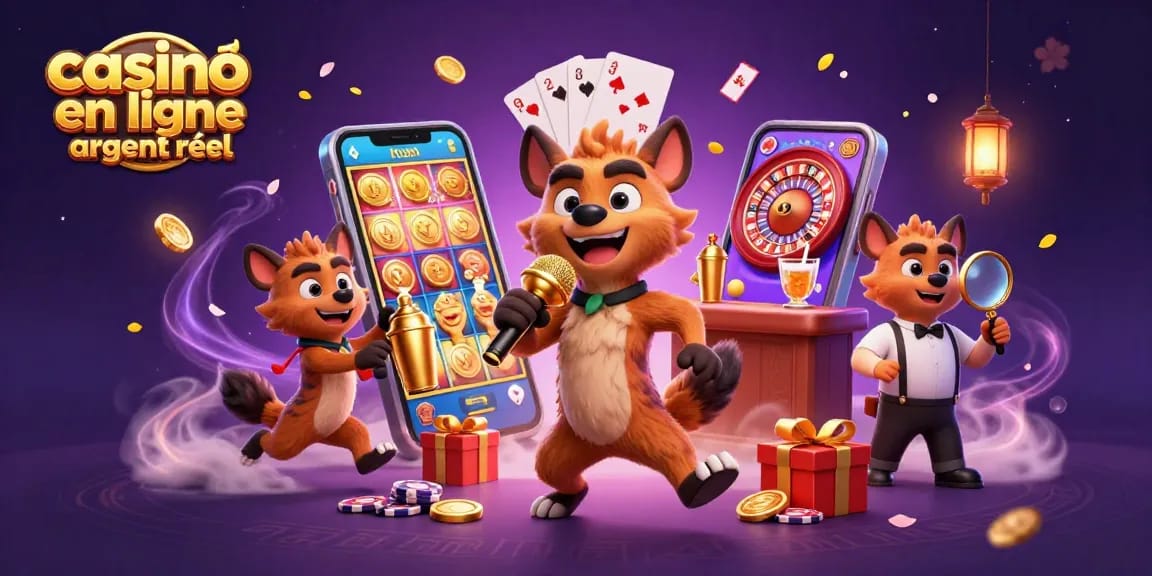 Les hyènes animent un casino avec des jeux passionnants d'argent réel.