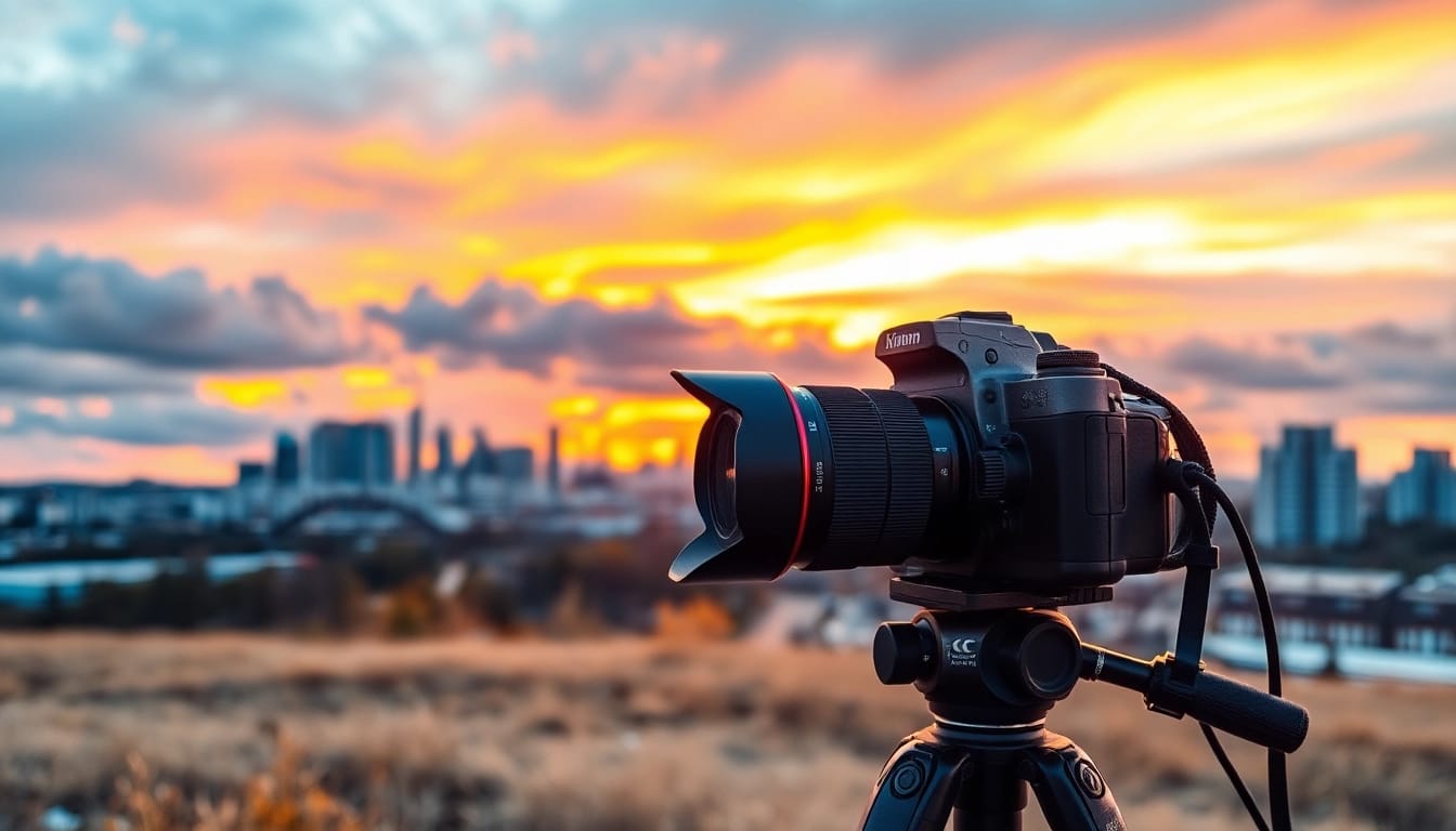 Capture of a professional photography company Edmonton showcasing dynamic cityscapes during sunset.