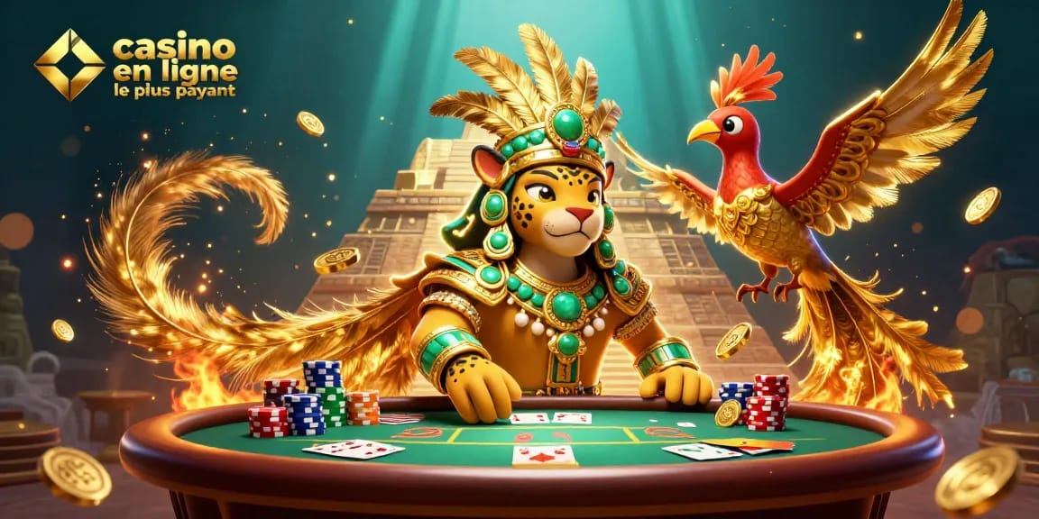 Image captivante de "casino en ligne le plus payant" présentant un prêtre jaguar dans un jeu de poker dynamique.