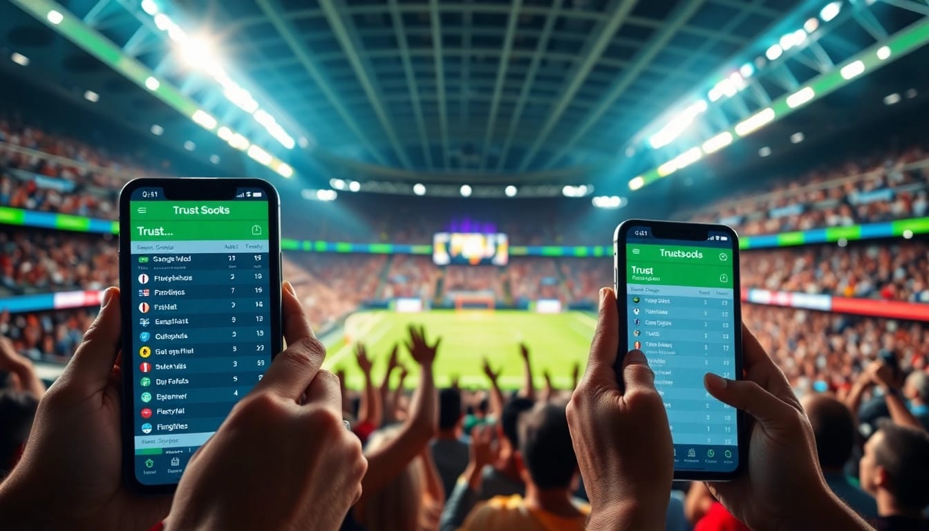 Engaging sports betting sites Georgia interface amidst a lively stadium atmosphere.