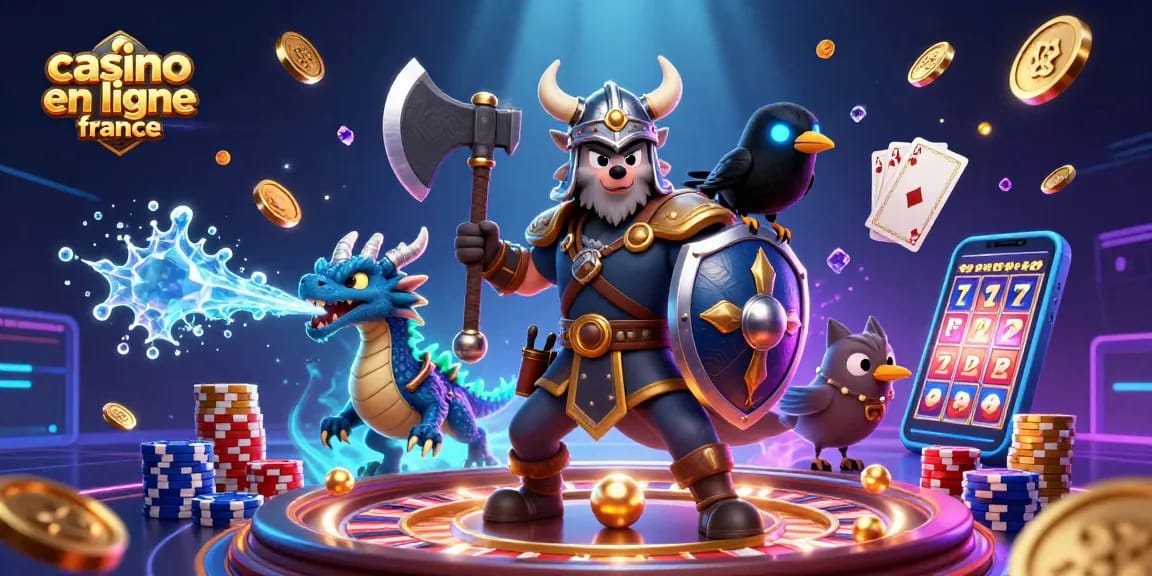 Jouer au casino en ligne France avec des personnages de jeu animés et des éléments graphiques captivants.