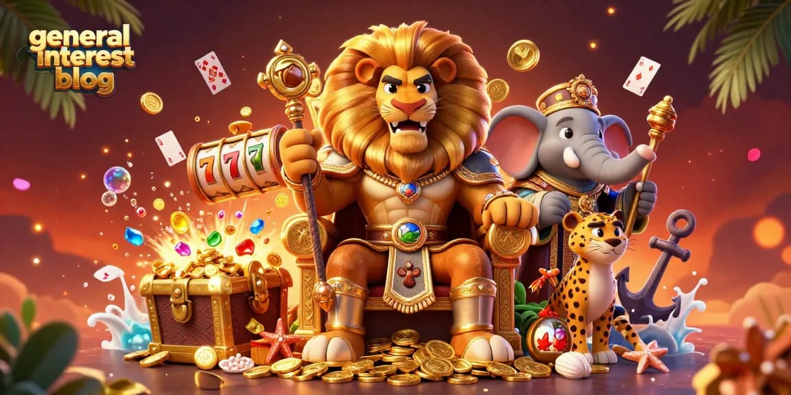 Engage with general interest blog featuring a vibrant 3D casino scene with rich game elements and animated characters.