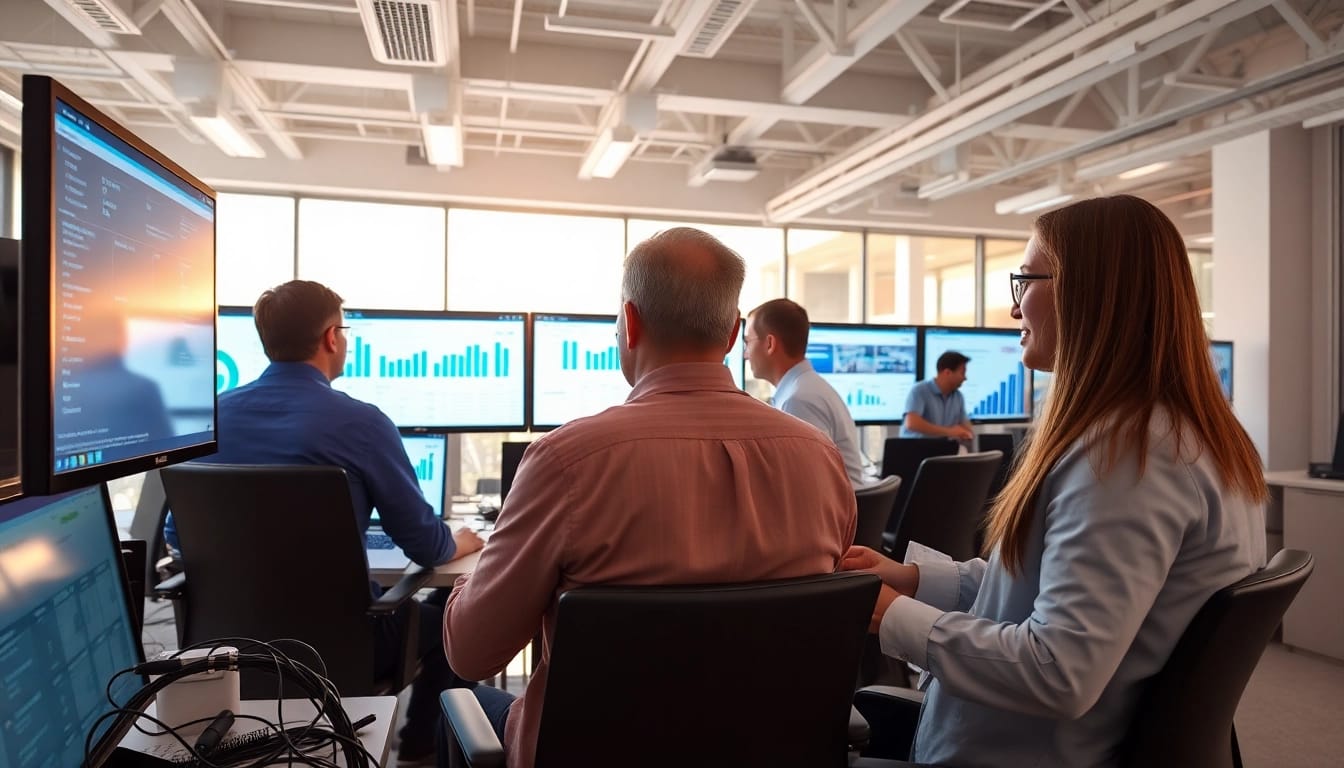 Addressing managed it services lakeland needs with a professional IT team in a modern workspace.