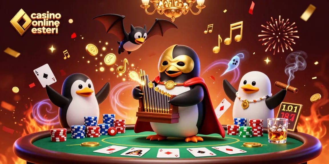 Giocare nei casino online esteri con un pinguino fantasma che suona un organo dorato.