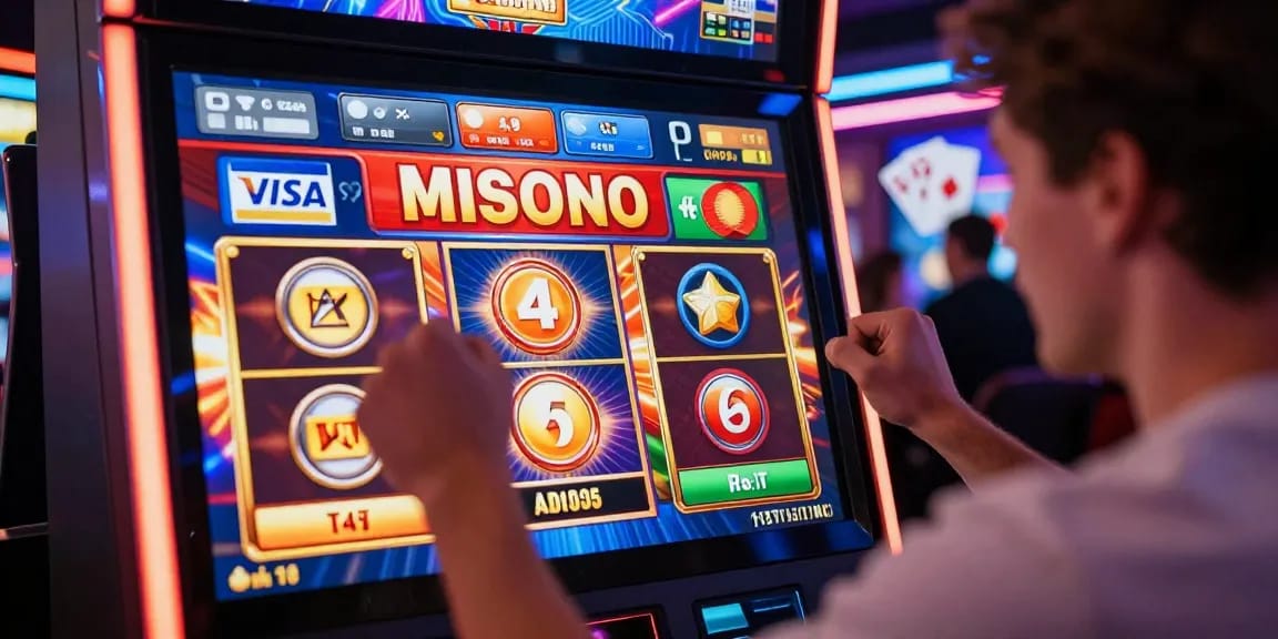 Excited player at an online casino celebrating a win with credit card deposit options displayed, highlighting digital gaming atmosphere